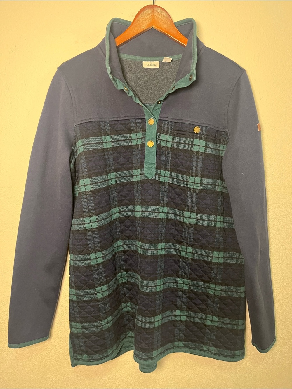 L.L. Bean Navy Pullover with Green Trim